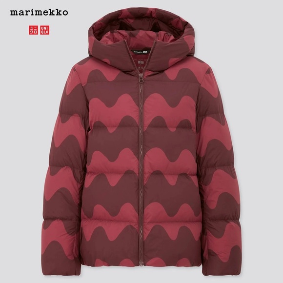 Marimekko Jackets & Blazers - Marimekko x Uniqlo Burgundy Wave Puffer Jacket